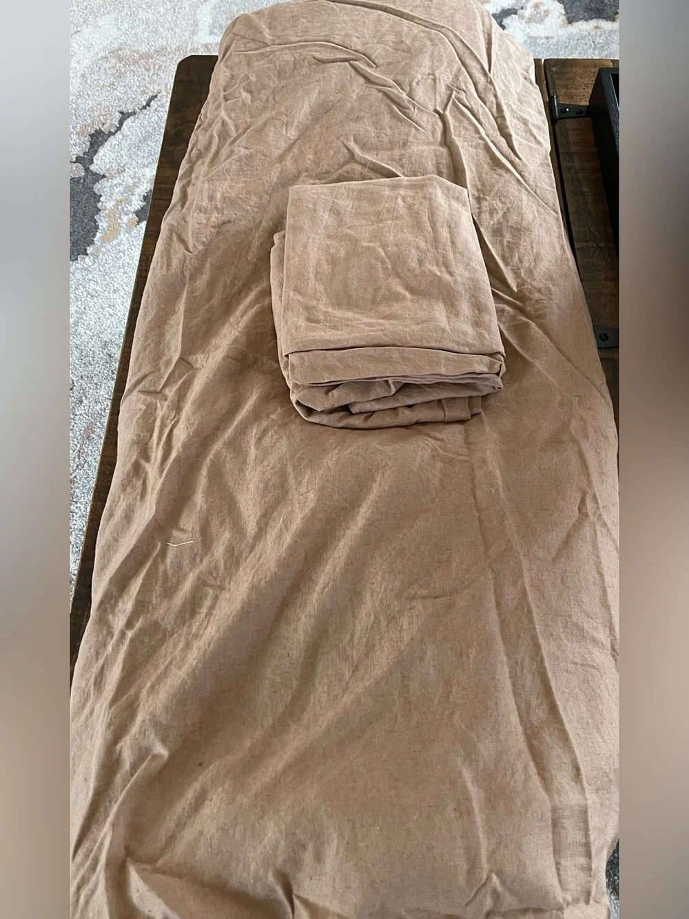 Quince European Linen 3 Piece Duvet Cover Set, King/Cal (Latte)